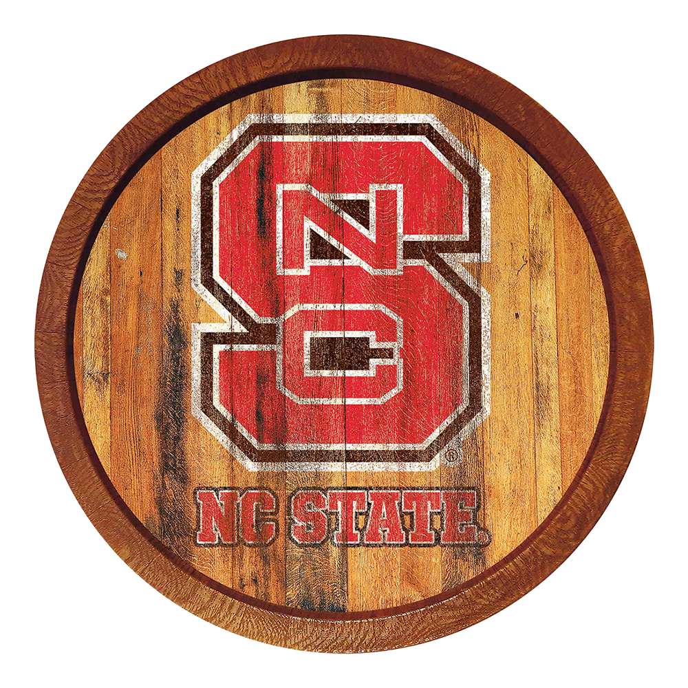 NC State Wolfpack: Weathered "Faux" Barrel Top Sign  