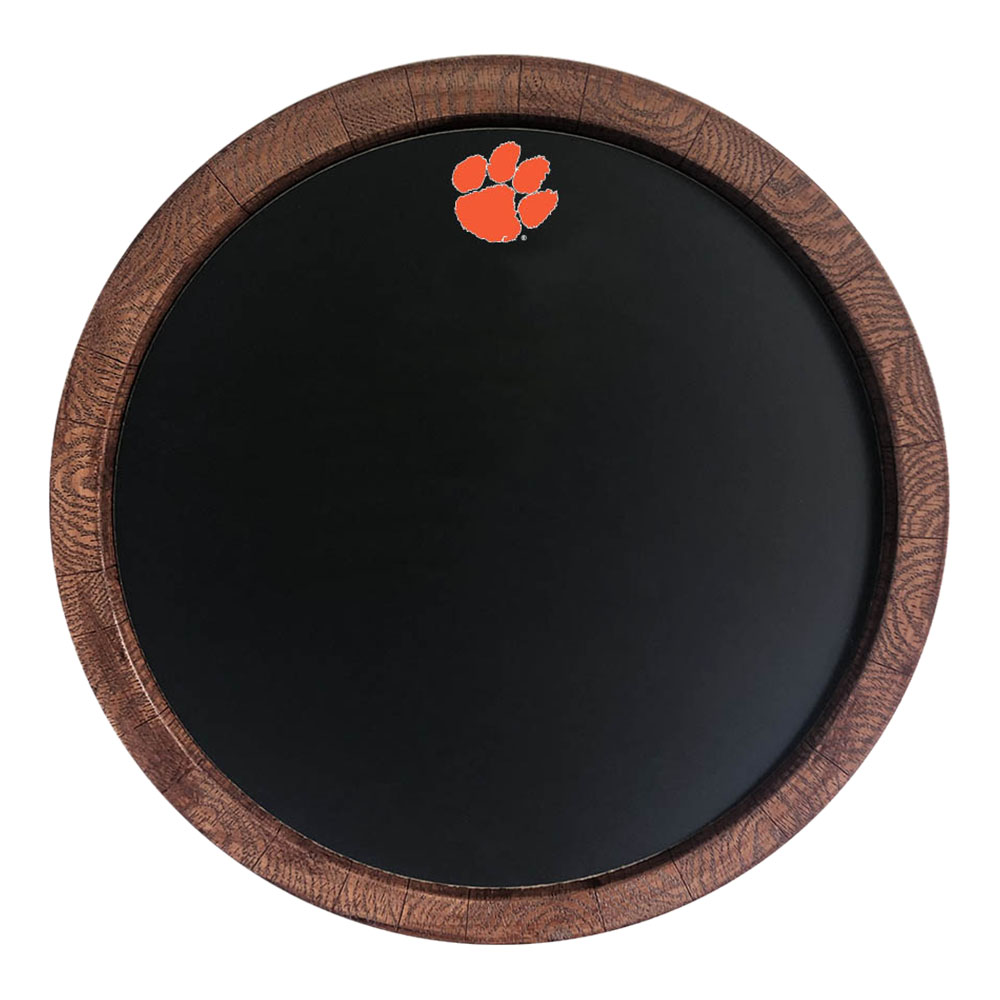 Clemson Tigers: Tiger Paw - Chalkboard "Faux" Barrel Top Sign  
