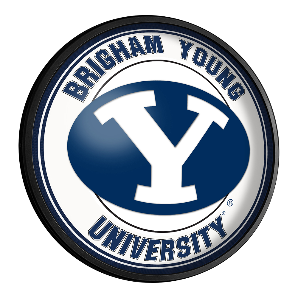 BYU Cougars: Round Slimline Lighted Wall Sign