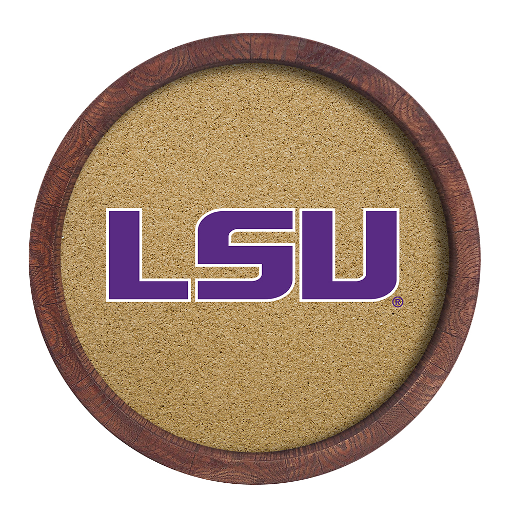 LSU Tigers: "Faux" Barrel Framed Cork Board  
