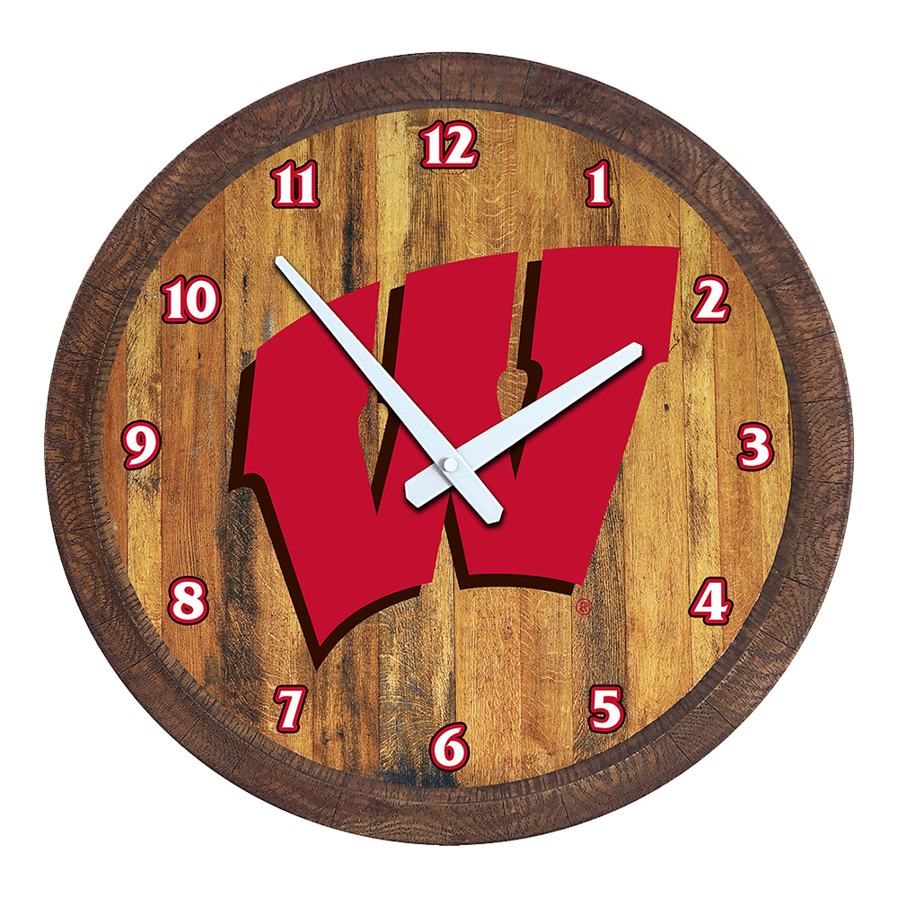 Wisconsin Badgers: "Faux" Barrel Top Wall Clock  
