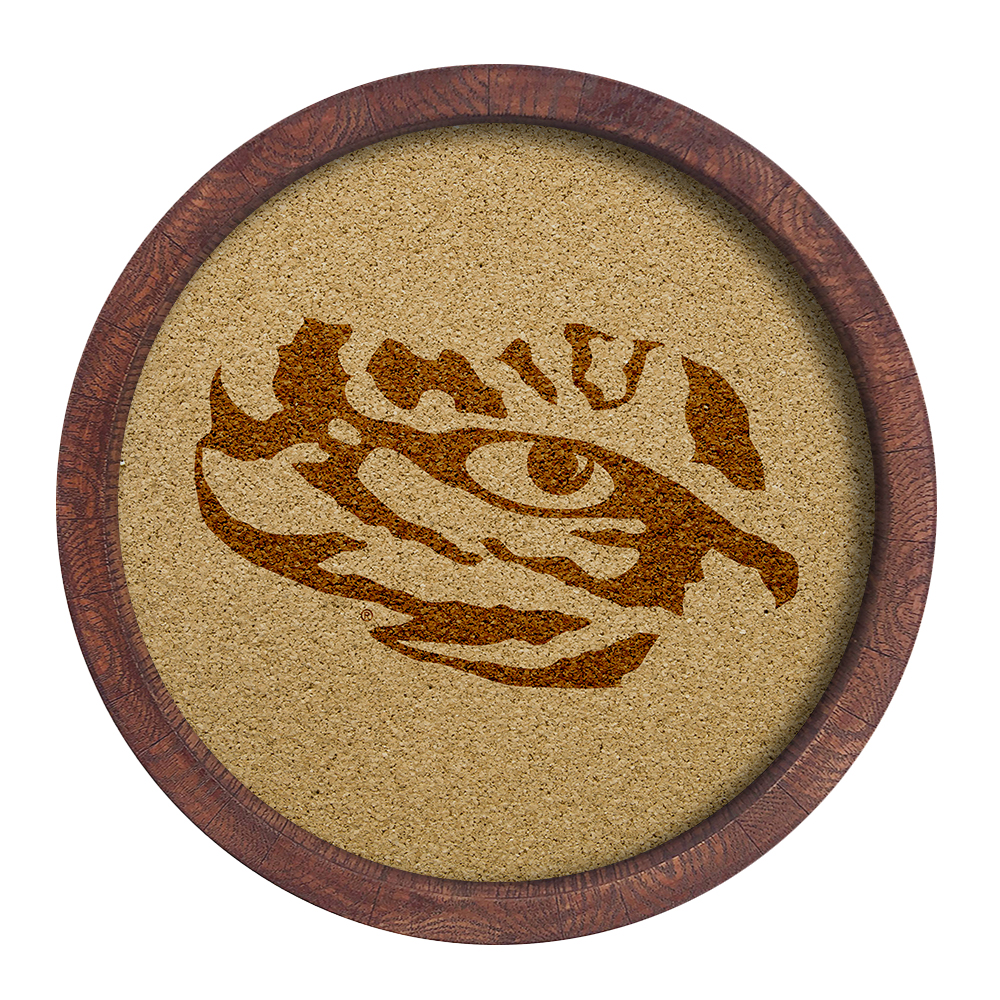 LSU Tigers: Tiger Eye - "Faux" Barrel Framed Cork Board  