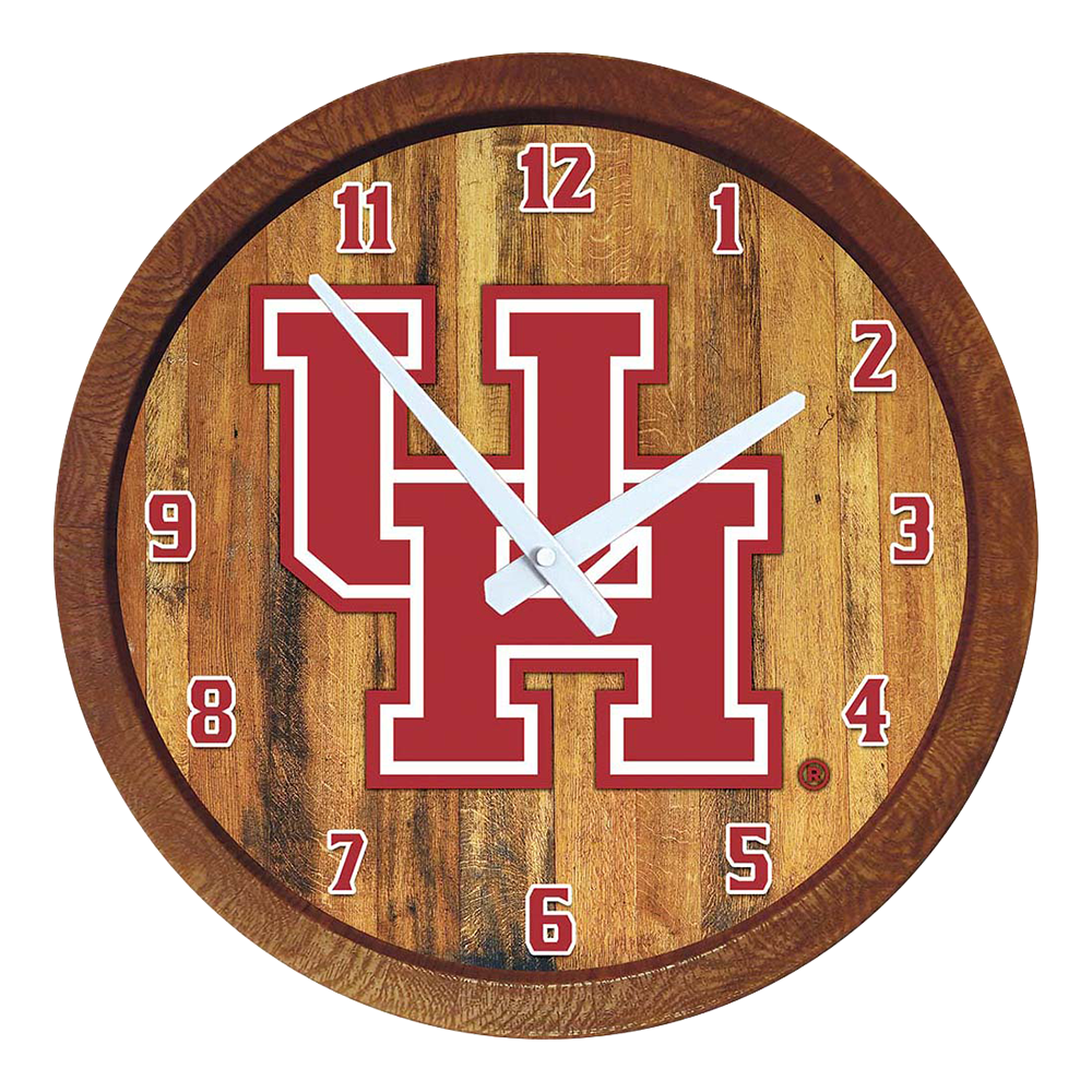 Houston Cougars: "Faux" Barrel Top Wall Clock  