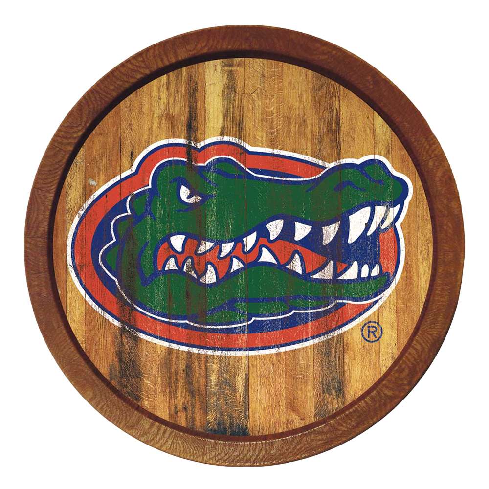 Florida Gators: Weathered "Faux" Barrel Top Sign  