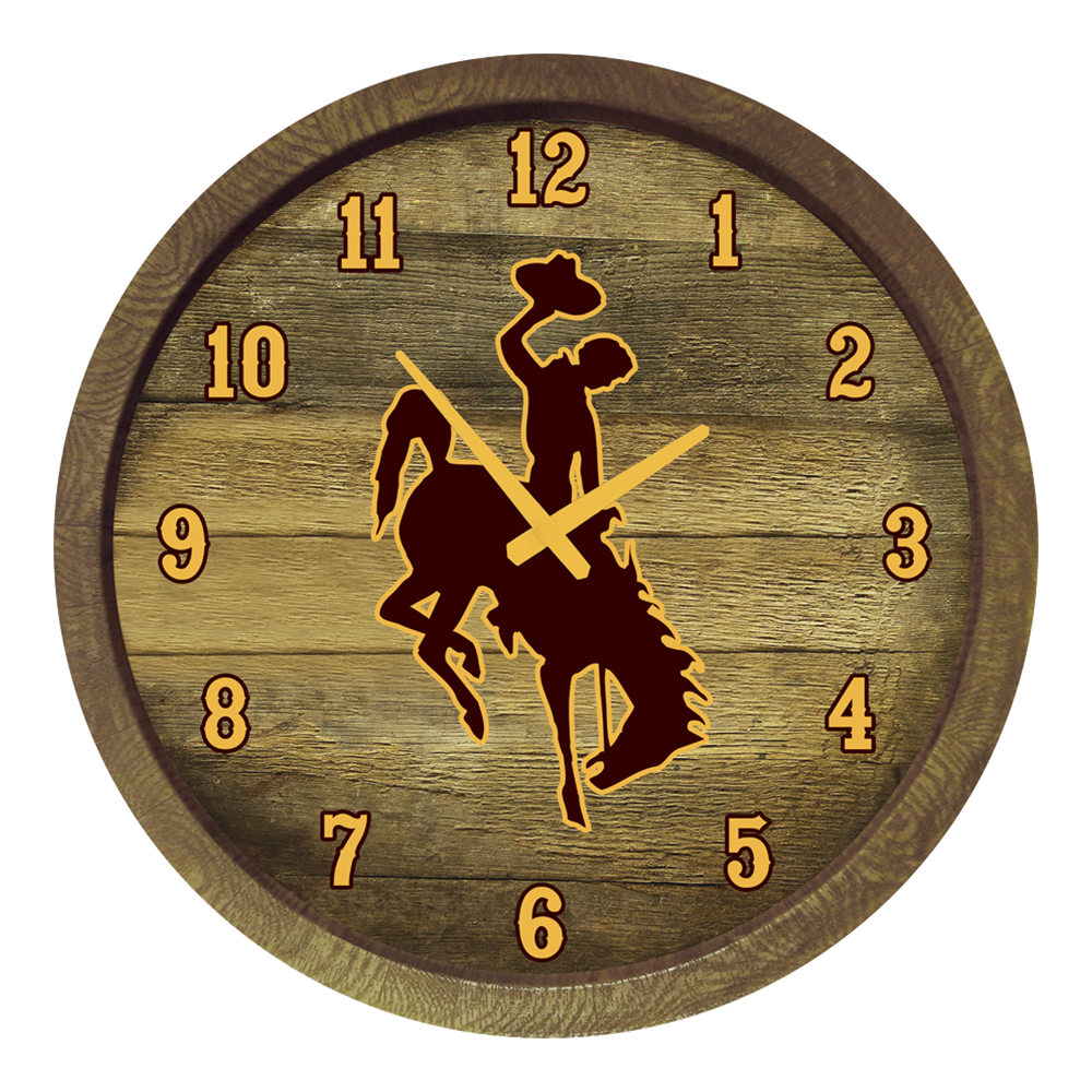 Wyoming Cowboys "Faux" Barrel Top Wall Clock  