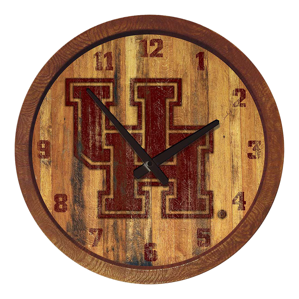 Houston Cougars: Branded "Faux" Barrel Top Wall Clock  