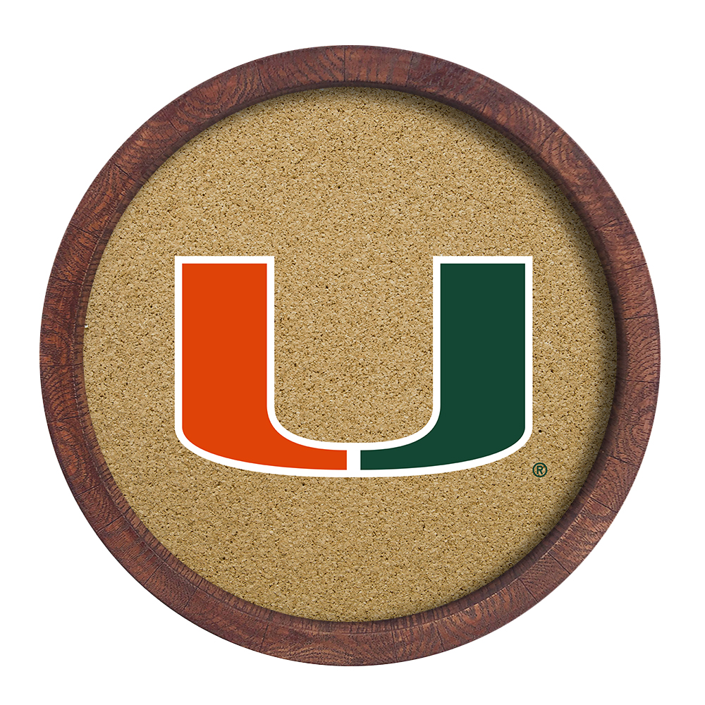 Miami Hurricanes "Faux" Barrel Framed Cork Board  