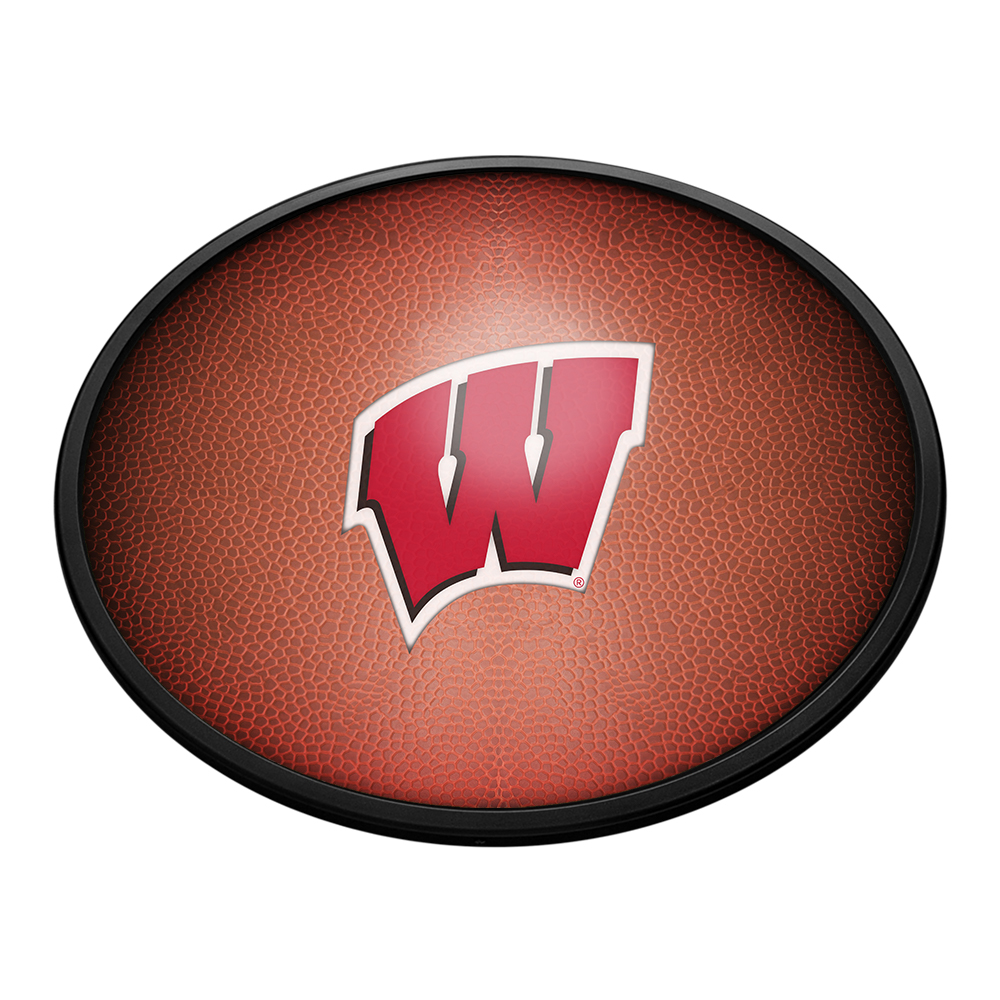 Wisconsin Badgers: Pigskin - Oval Slimline Lighted Wall Sign