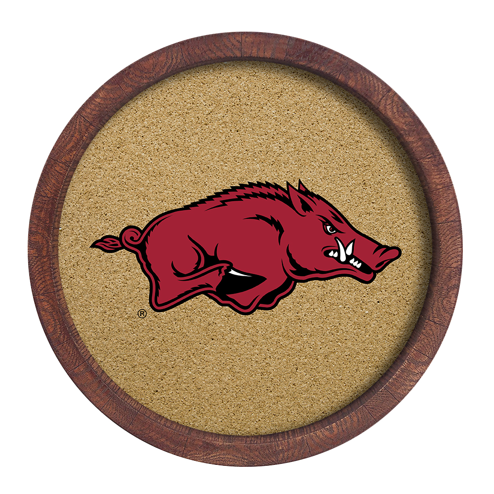 Arkansas Razorbacks: "Faux" Barrel Framed Cork Board  