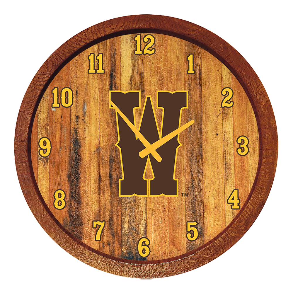 Wyoming Cowboys W - "Faux" Barrel Top Wall Clock  