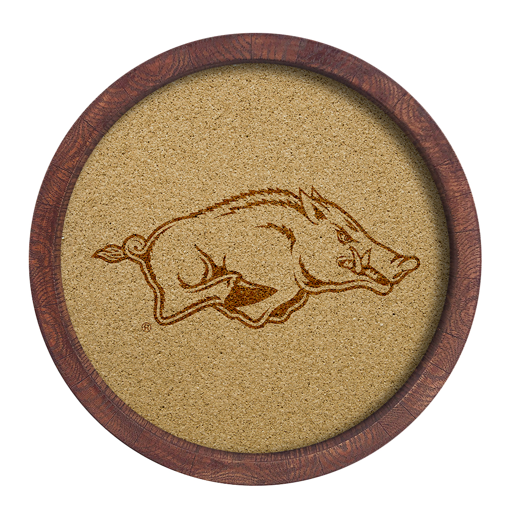 Arkansas Razorbacks: "Faux" Barrel Framed Cork Board  