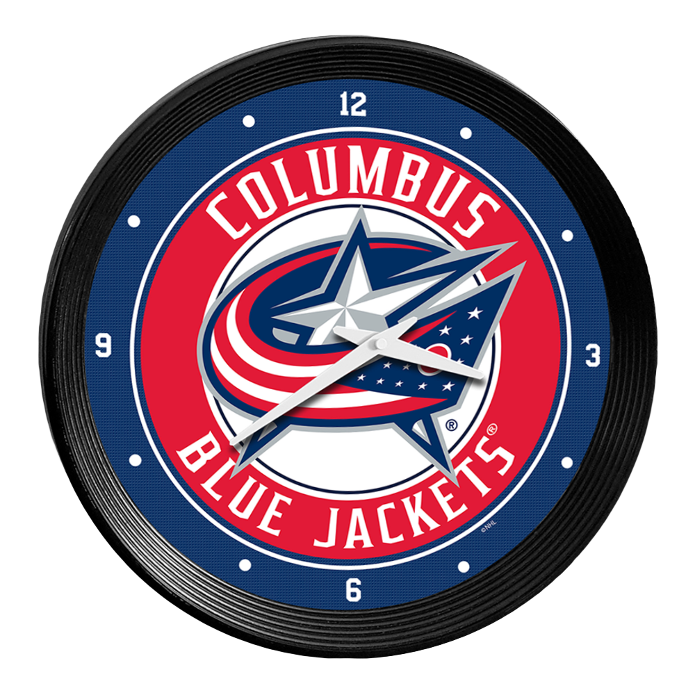 Columbus Blue Jackets: Ribbed Frame Wall Clock