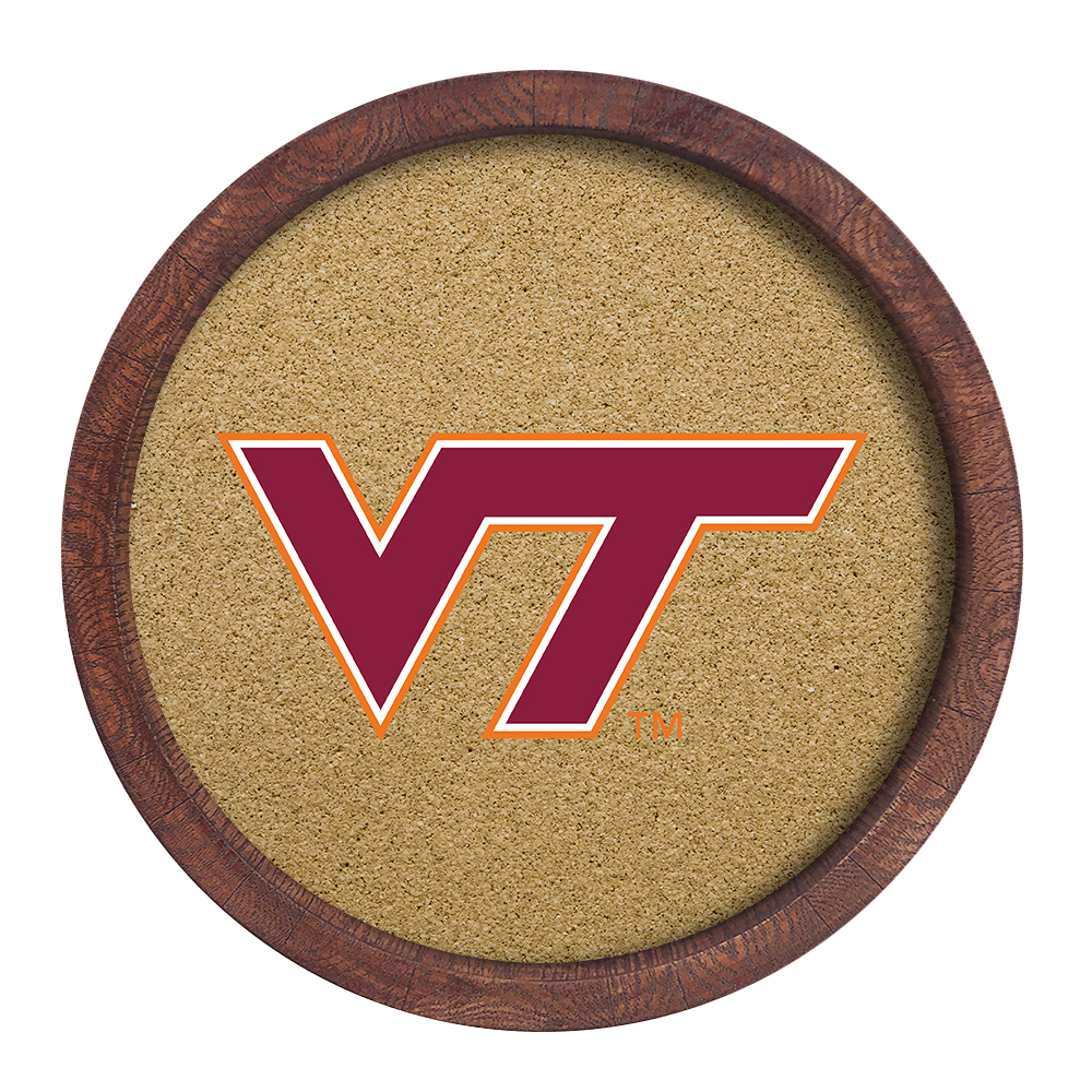 Virginia Tech Hokies: "Faux" Barrel Framed Cork Board  