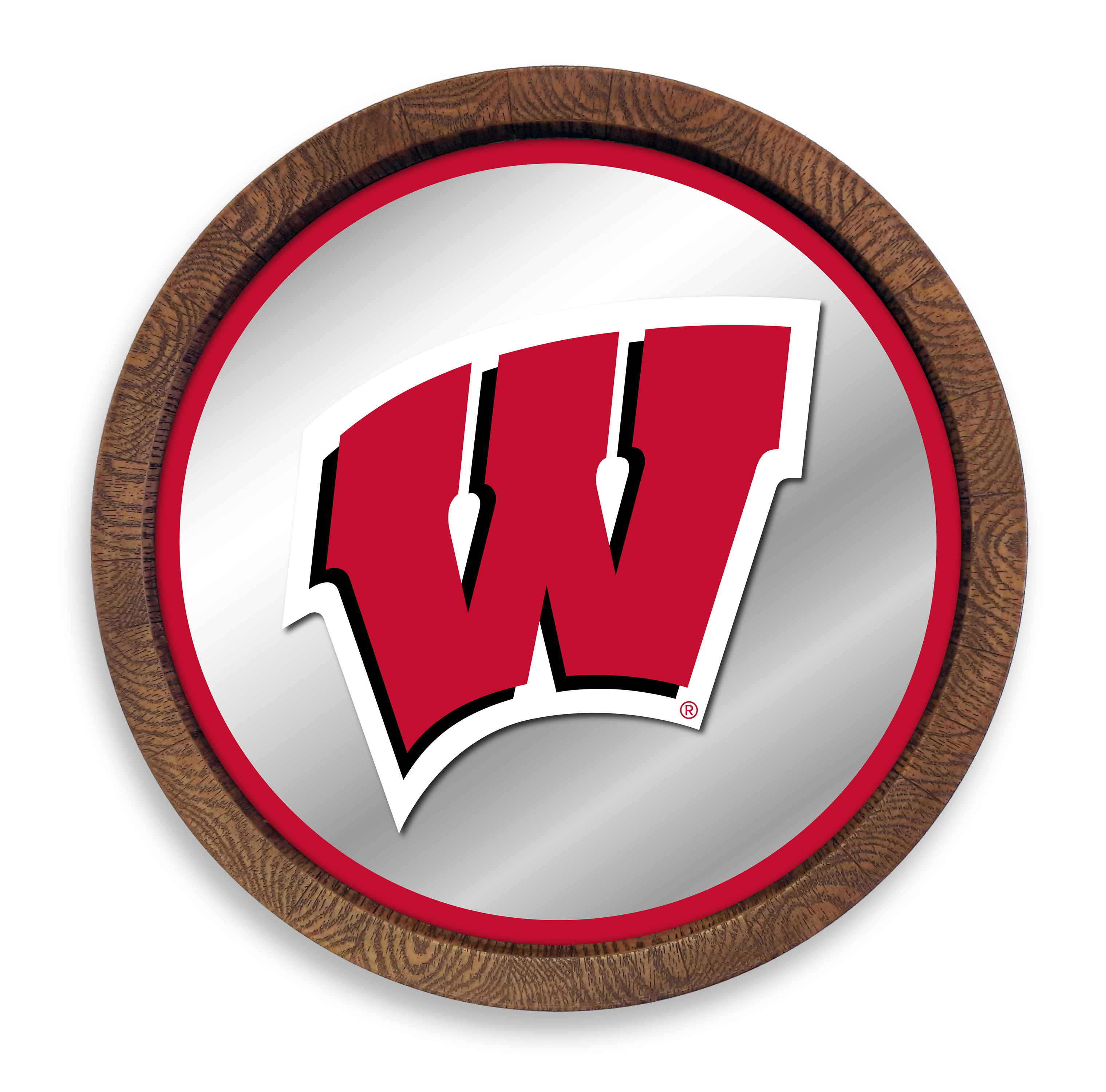 Wisconsin Badgers: "Faux" Barrel Top Mirrored Wall Sign  