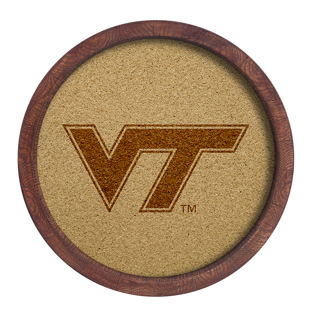 Virginia Tech Hokies: "Faux" Barrel Framed Cork Board  