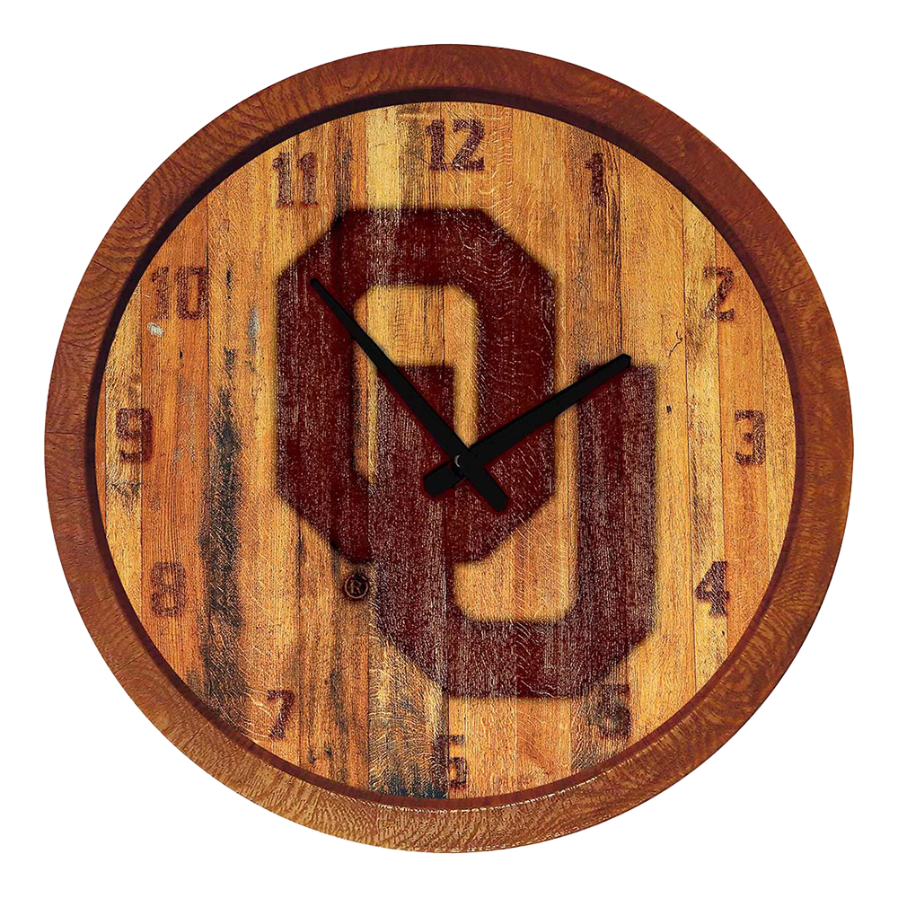 Oklahoma Sooners: Branded "Faux" Barrel Top Wall Clock  