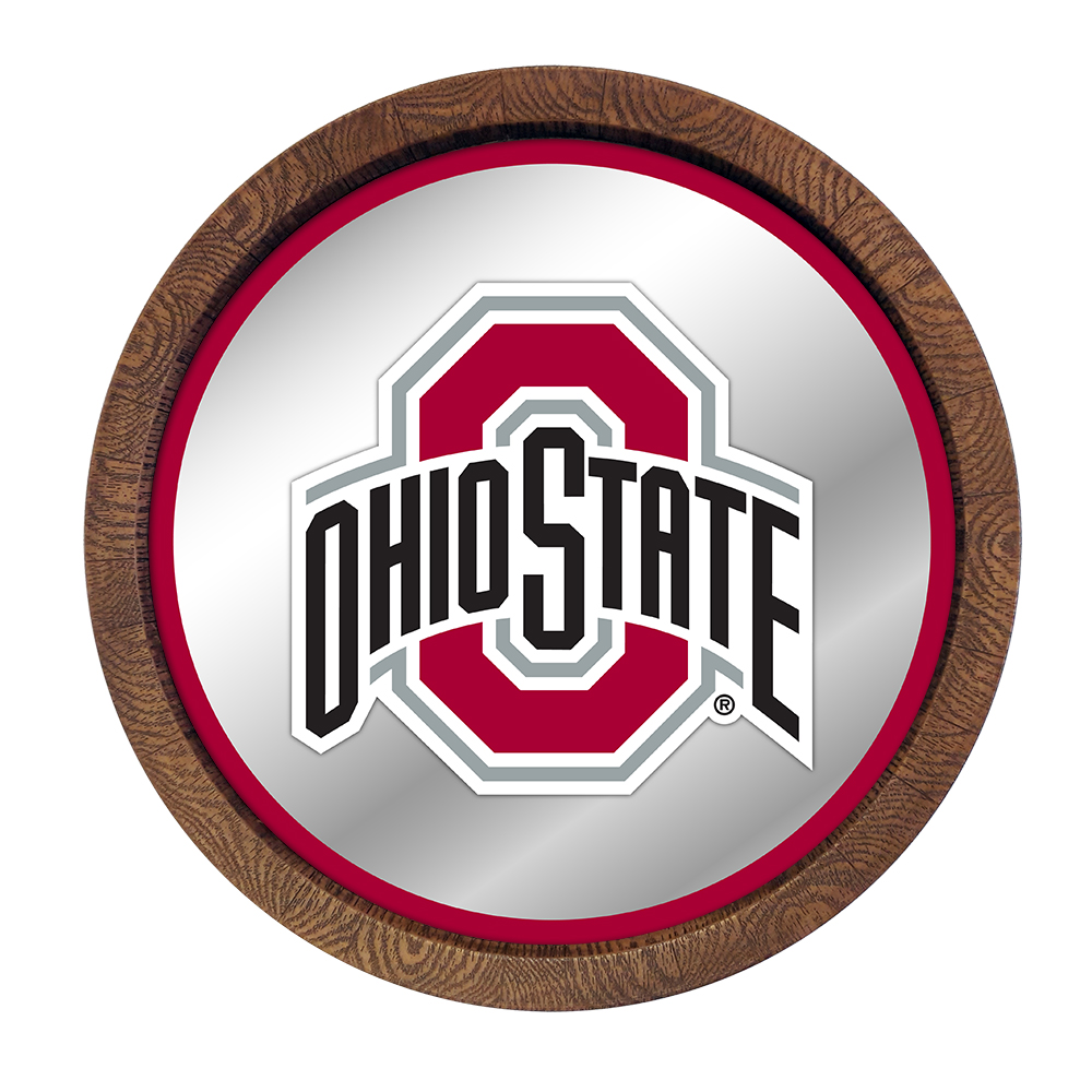 Ohio State Buckeyes: "Faux" Barrel Top Mirrored Wall Sign  