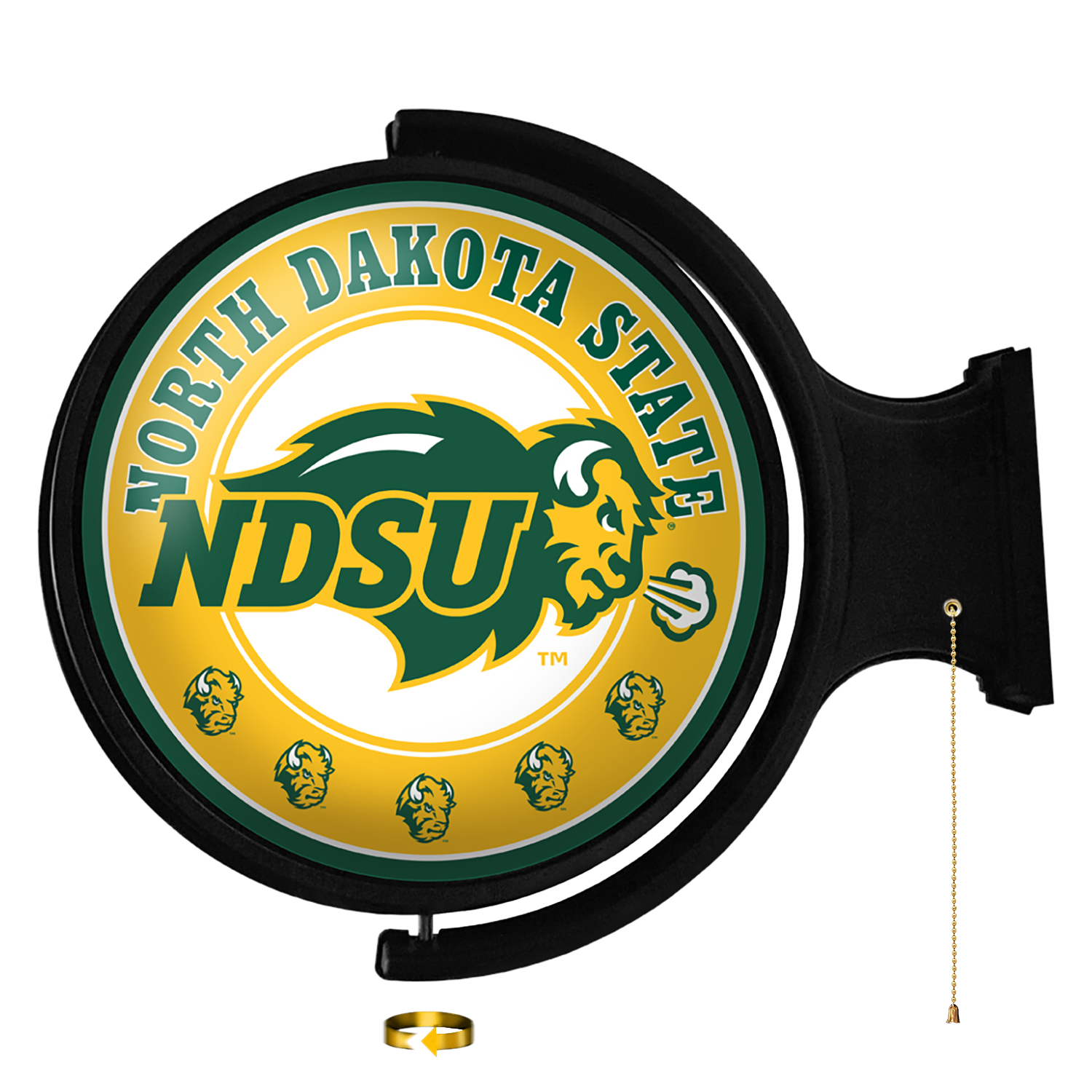 North Dakota State Bison: Original Round Rotating Lighted Wall Sign  