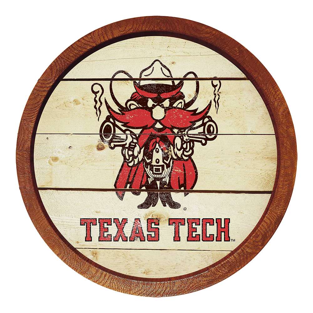 Texas Tech Red Raiders: Raider Red - Weathered "Faux" Barrel Top Sign  