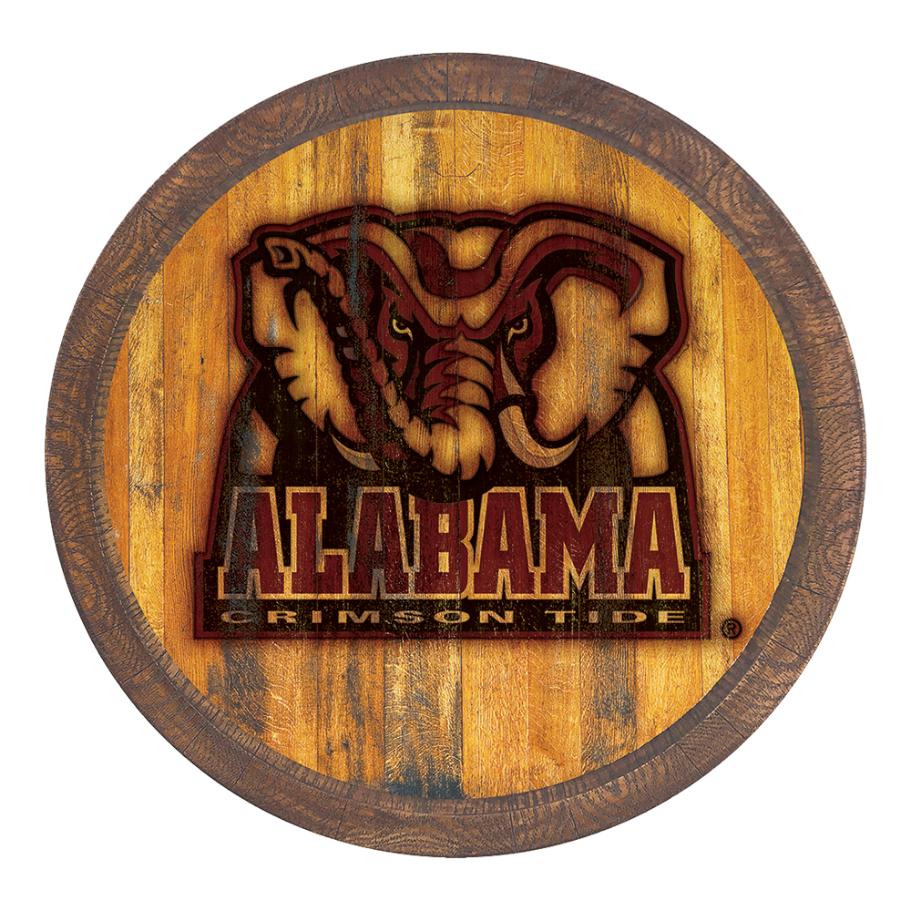 Alabama Crimson Tide: Al Logo - Branded "Faux" Barrel Top Sign  
