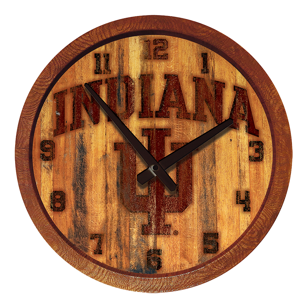 Indiana Hoosiers Branded "Faux" Barrel Top Wall Clock  