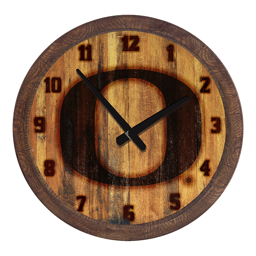 Oregon Ducks: Branded "Faux" Barrel Top Wall Clock  