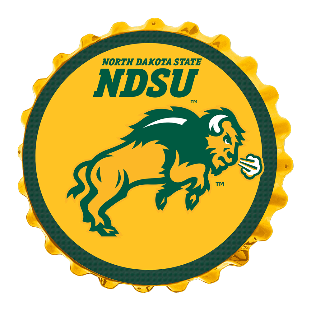 North Dakota State Bison Charging - Bottle Cap Wall Sign