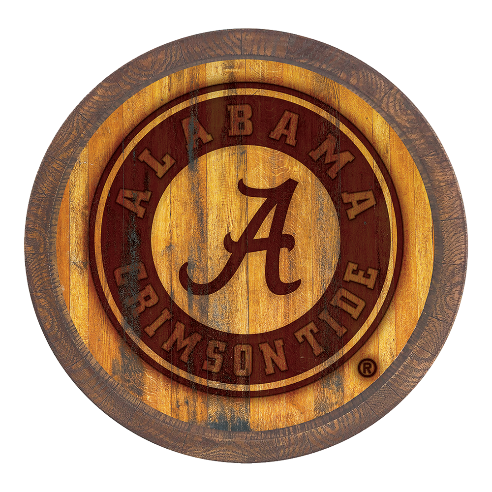 Alabama Crimson Tide: School Seal - Branded "Faux" Barrel Top Sign  