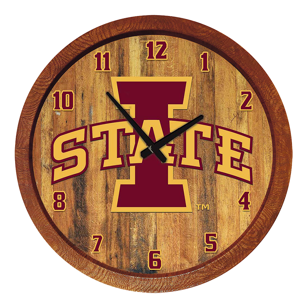 Iowa State Cyclones: "Faux" Barrel Top Wall Clock  