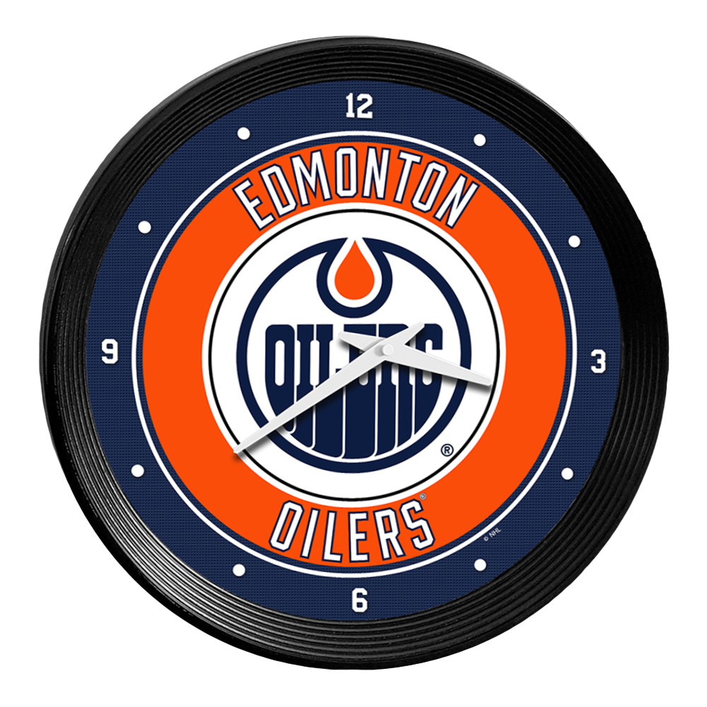 Edmonton Oilers: Ribbed Frame Wall Clock