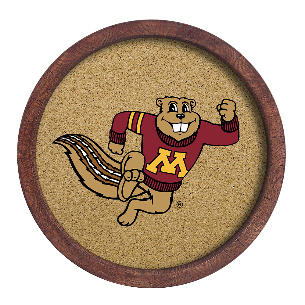 Minnesota Golden Gophers: Mascot - "Faux" Barrel Framed Cork Board  