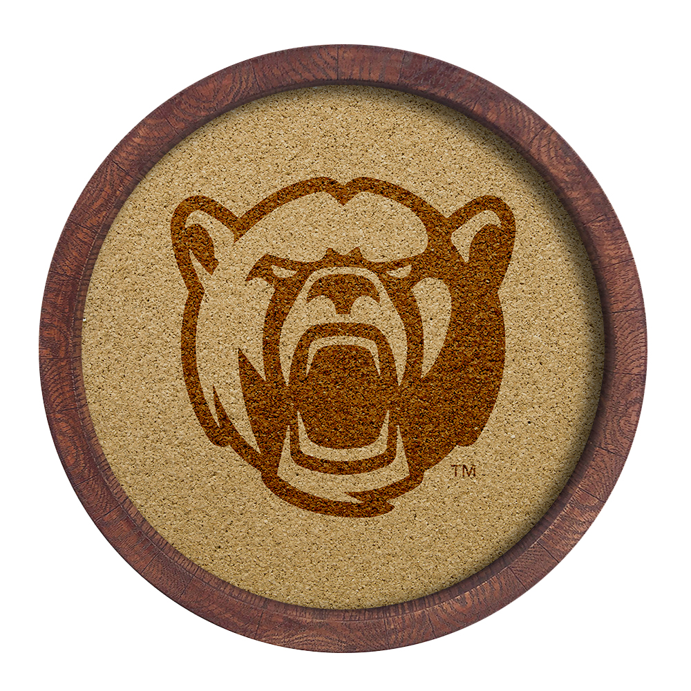 Baylor Bears Mascot - "Faux" Barrel Framed Cork Board  