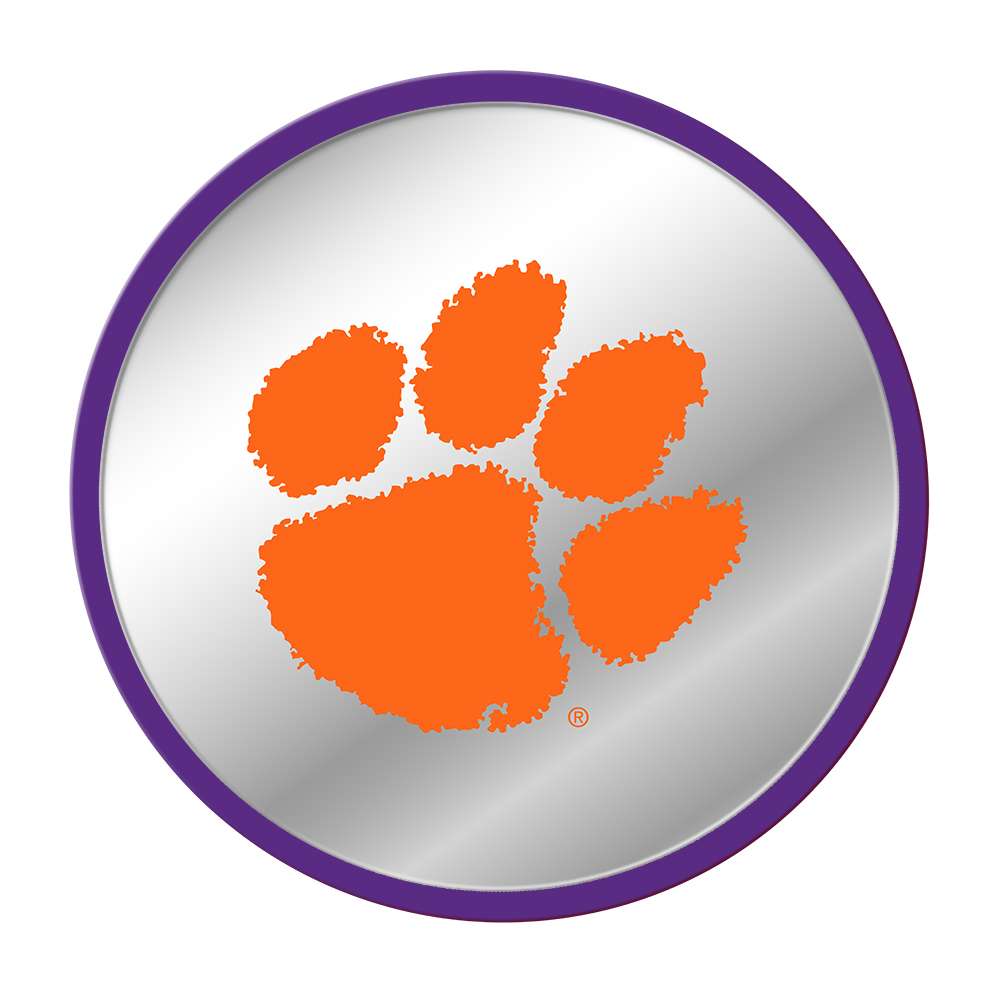 Clemson Tigers: Paw Print - Modern Disc Mirrored Wall Sign