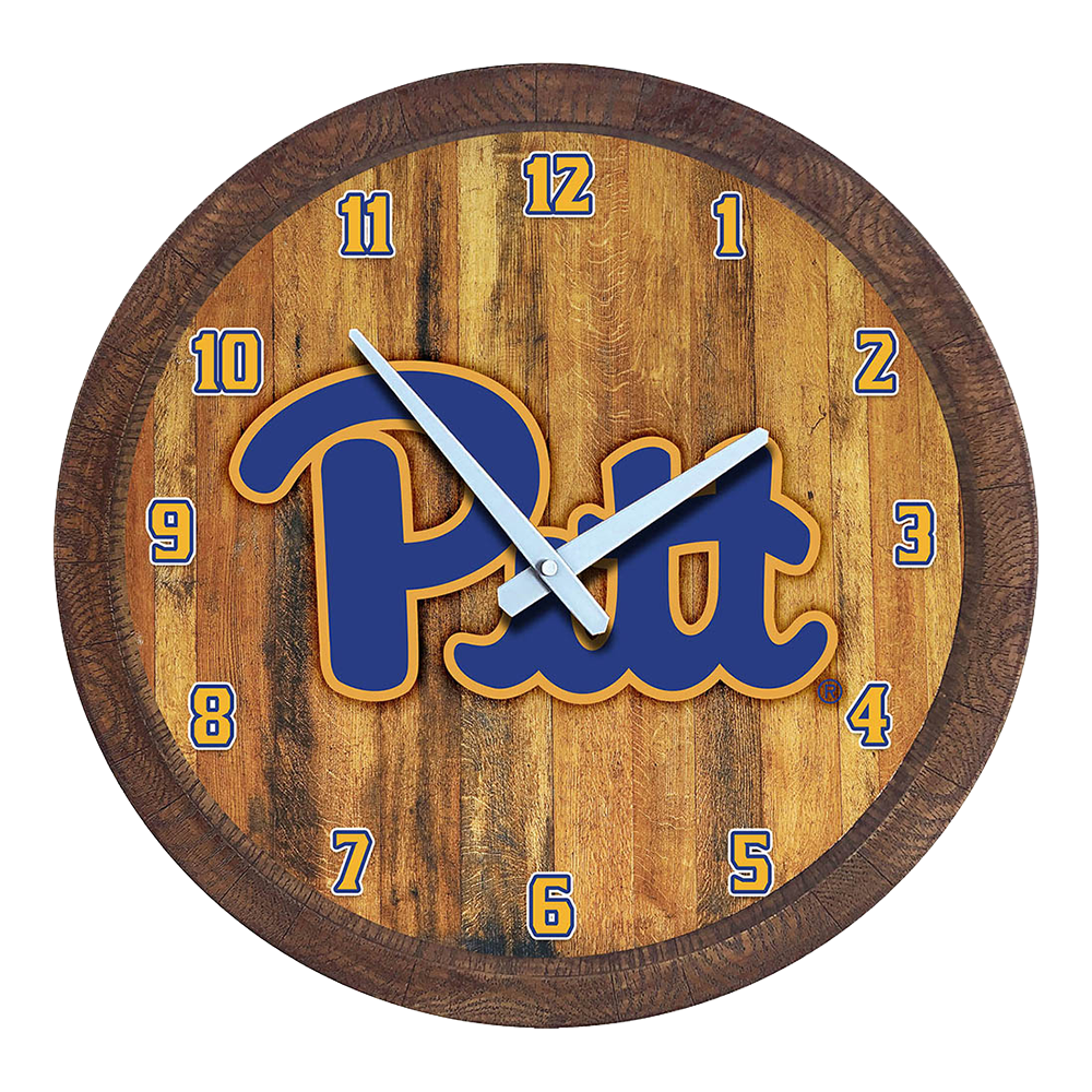 Pitt Panthers Faux Barrel Top Wall Clock