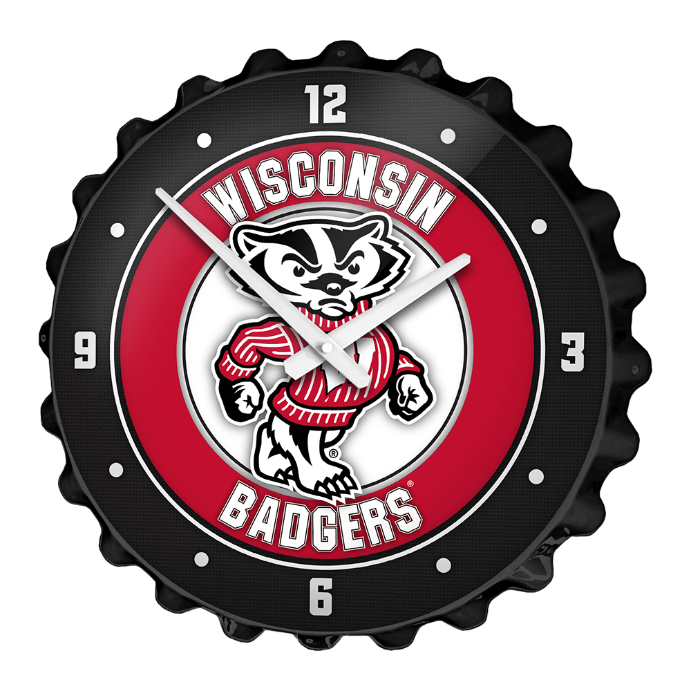 Wisconsin Badgers: Mascot - Bottle Cap Wall Clock