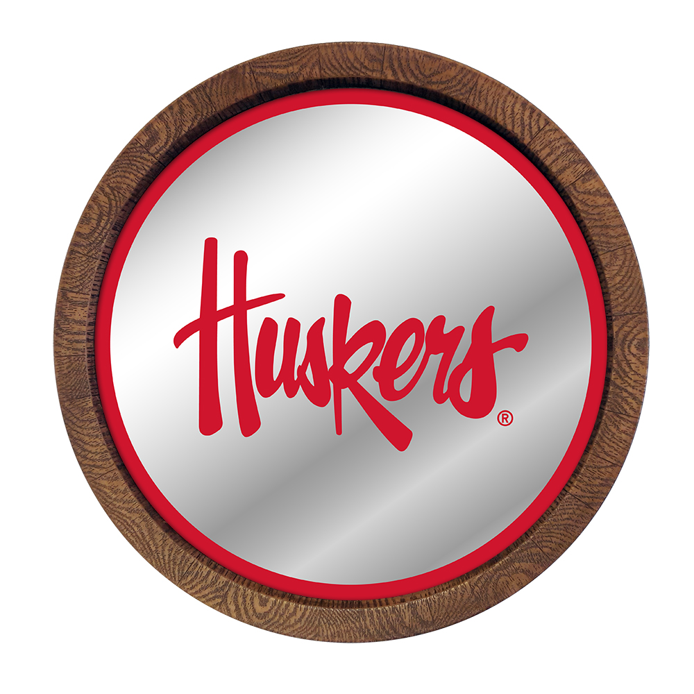 Nebraska Cornhuskers: Huskers - Mirrored Barrel Top Mirrored Wall Sign