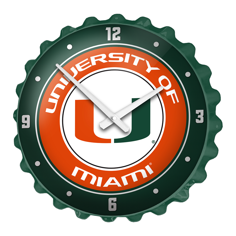 Miami Hurricans: Bottle Cap Wall Clock