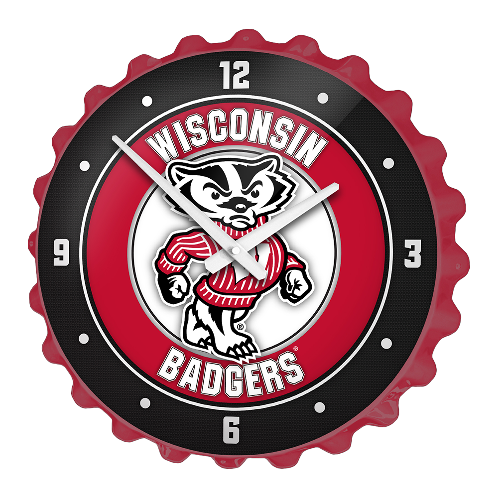 Wisconsin Badgers: Mascot - Bottle Cap Wall Clock