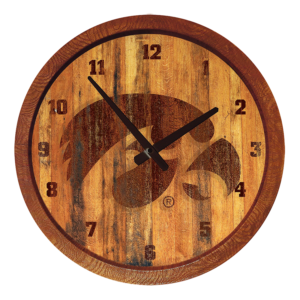 Iowa Hawkeyes: Branded "Faux" Barrel Top Wall Clock  