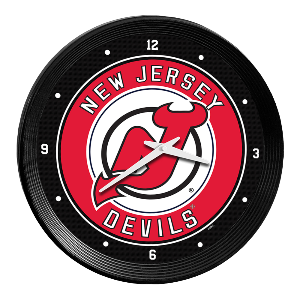 New Jersey Devils: Ribbed Frame Wall Clock