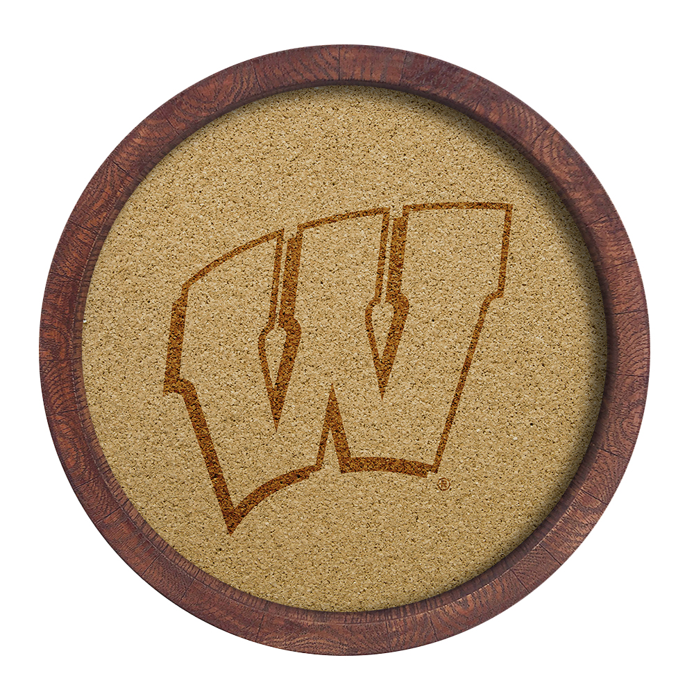 Wisconsin Badgers: "Faux" Barrel Framed Cork Board  