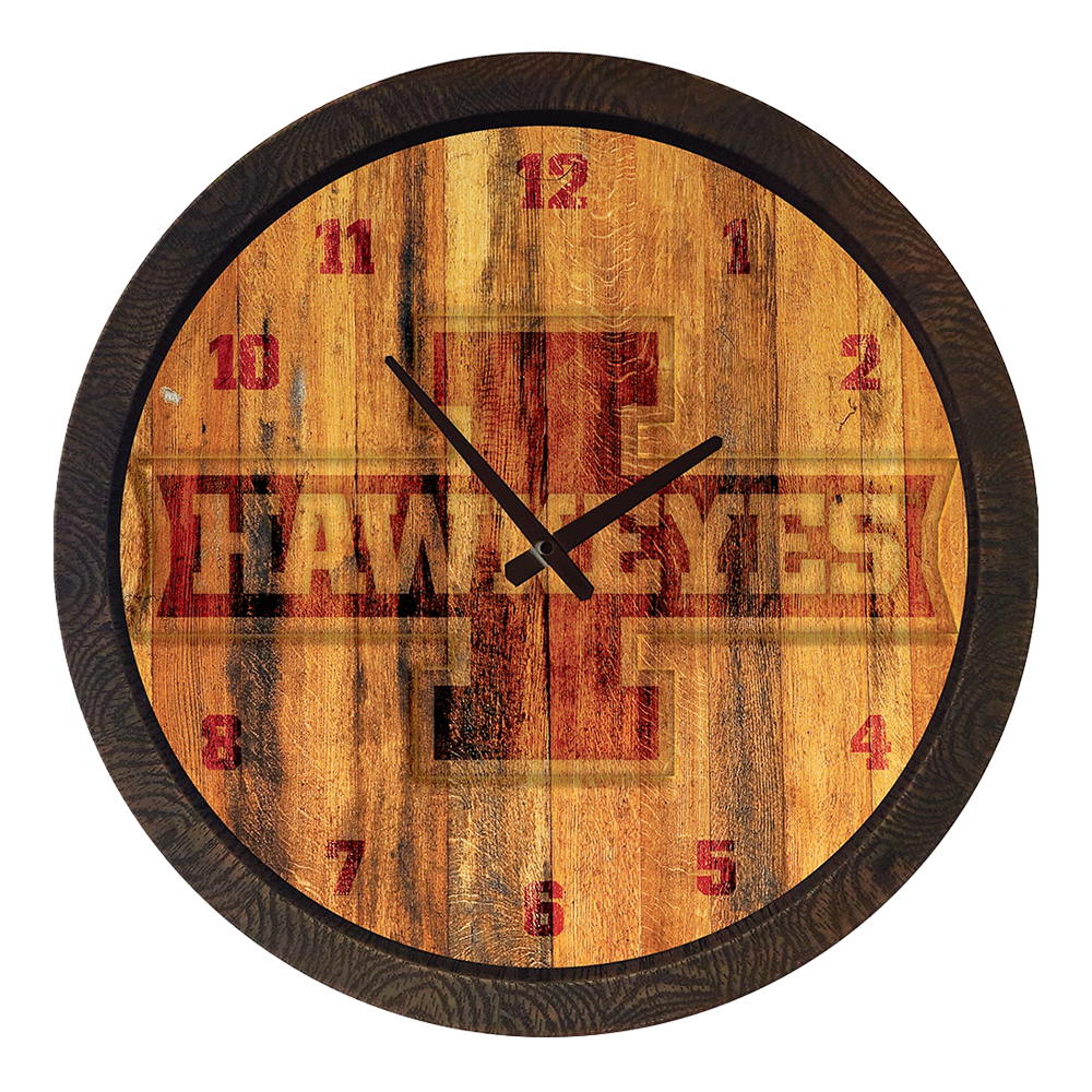 Iowa Hawkeyes: Block I - "Faux" Barrel Top Wall Clock  