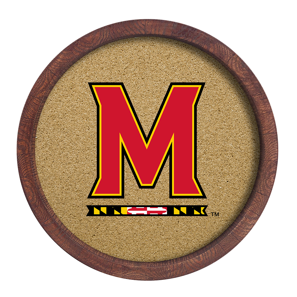 Maryland Terrapins "Faux" Barrel Framed Cork Board  