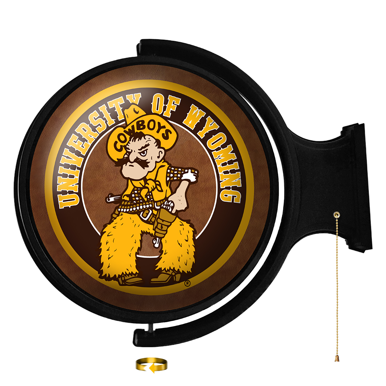 Wyoming Cowboys Pistol Pete - Original Round Rotating Lighted Wall Sign