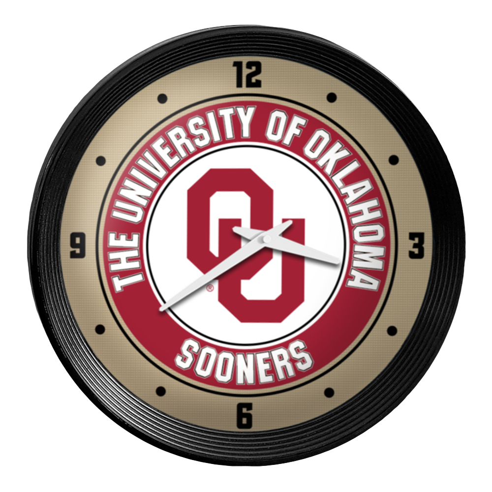 Oklahoma Sooners: Ribbed Frame Wall Clock