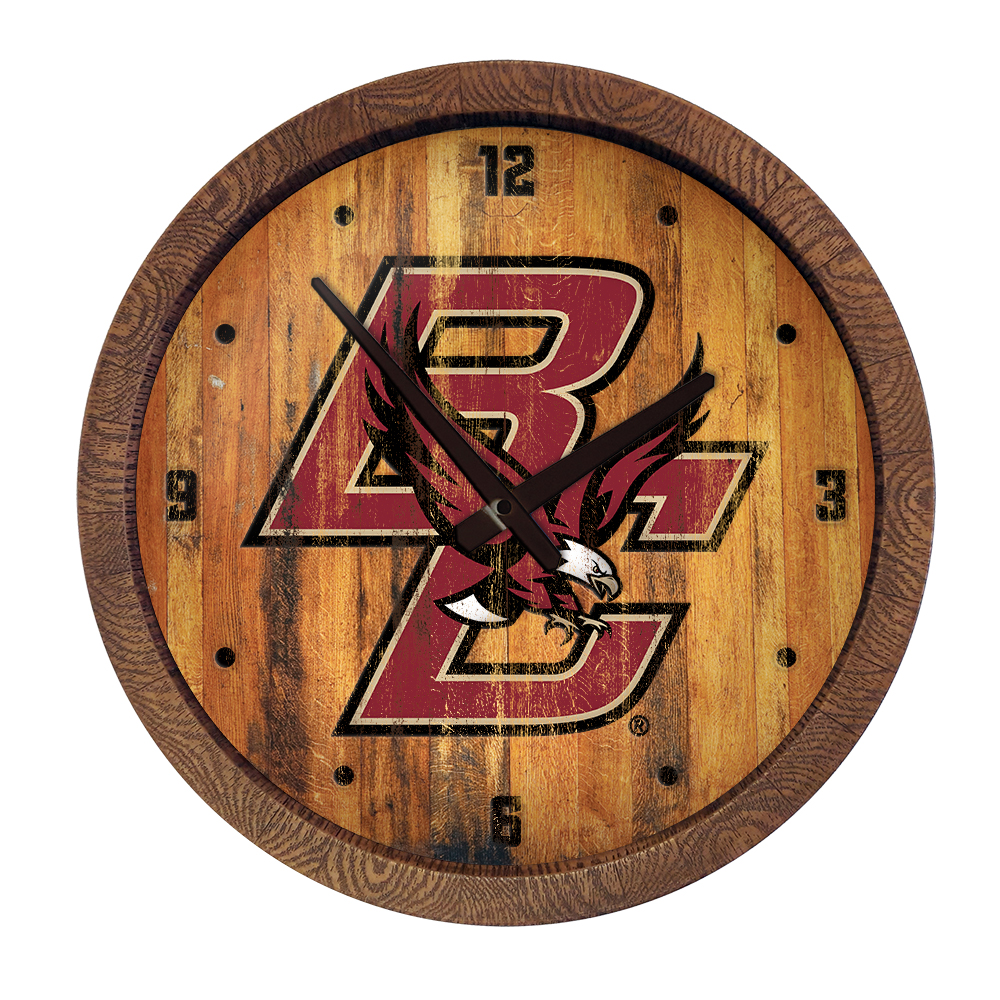 Boston College Eagles: Weathered "Faux" Barrel Top Wall Clock  