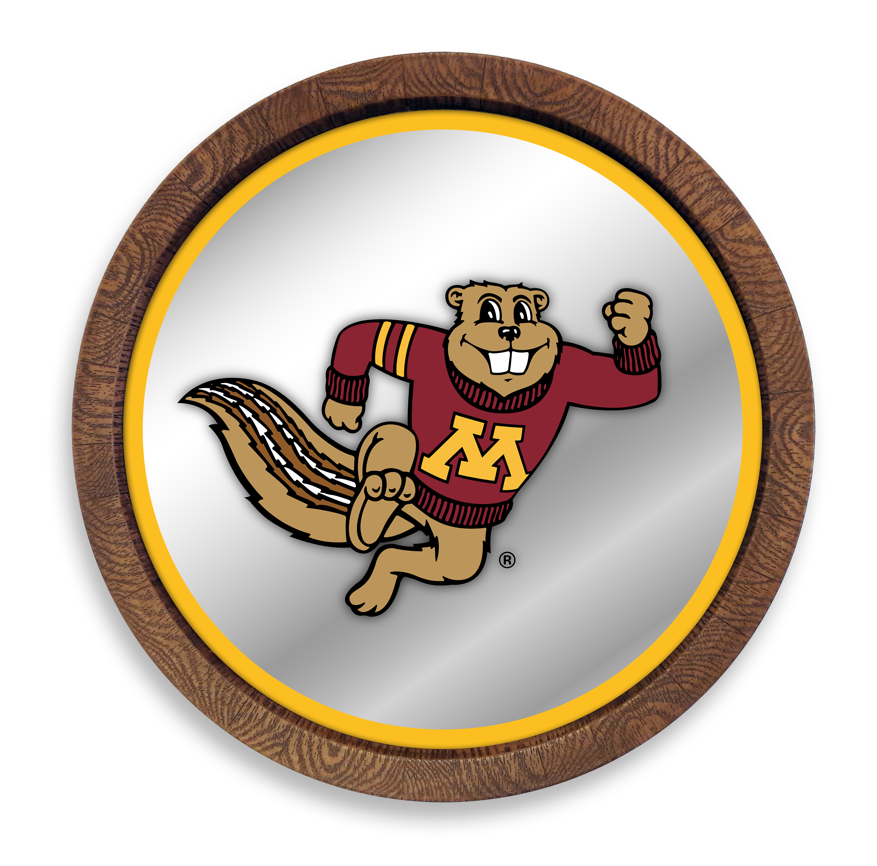 Minnesota Golden Gophers: Mascot - "Faux" Barrel Top Mirrored Wall Sign  
