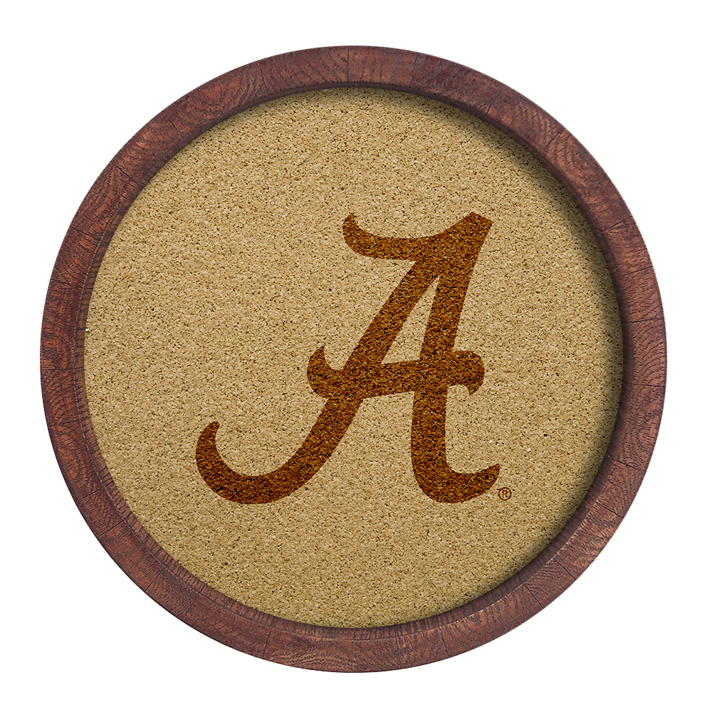 Alabama Crimson Tide: Logo - "Faux" Barrel Framed Cork Board  