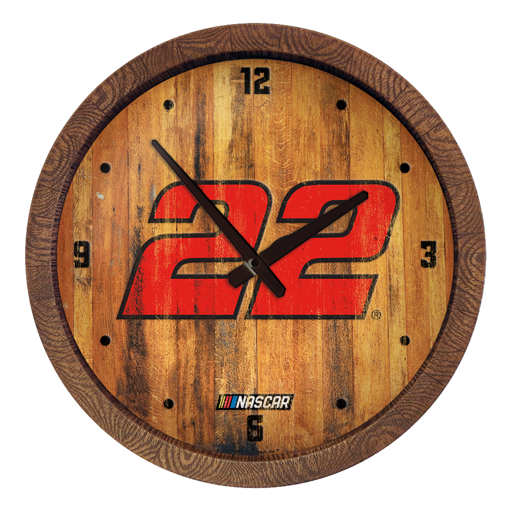 Joey Logano: Weathered "Faux" Barrel Top Wall Clock  