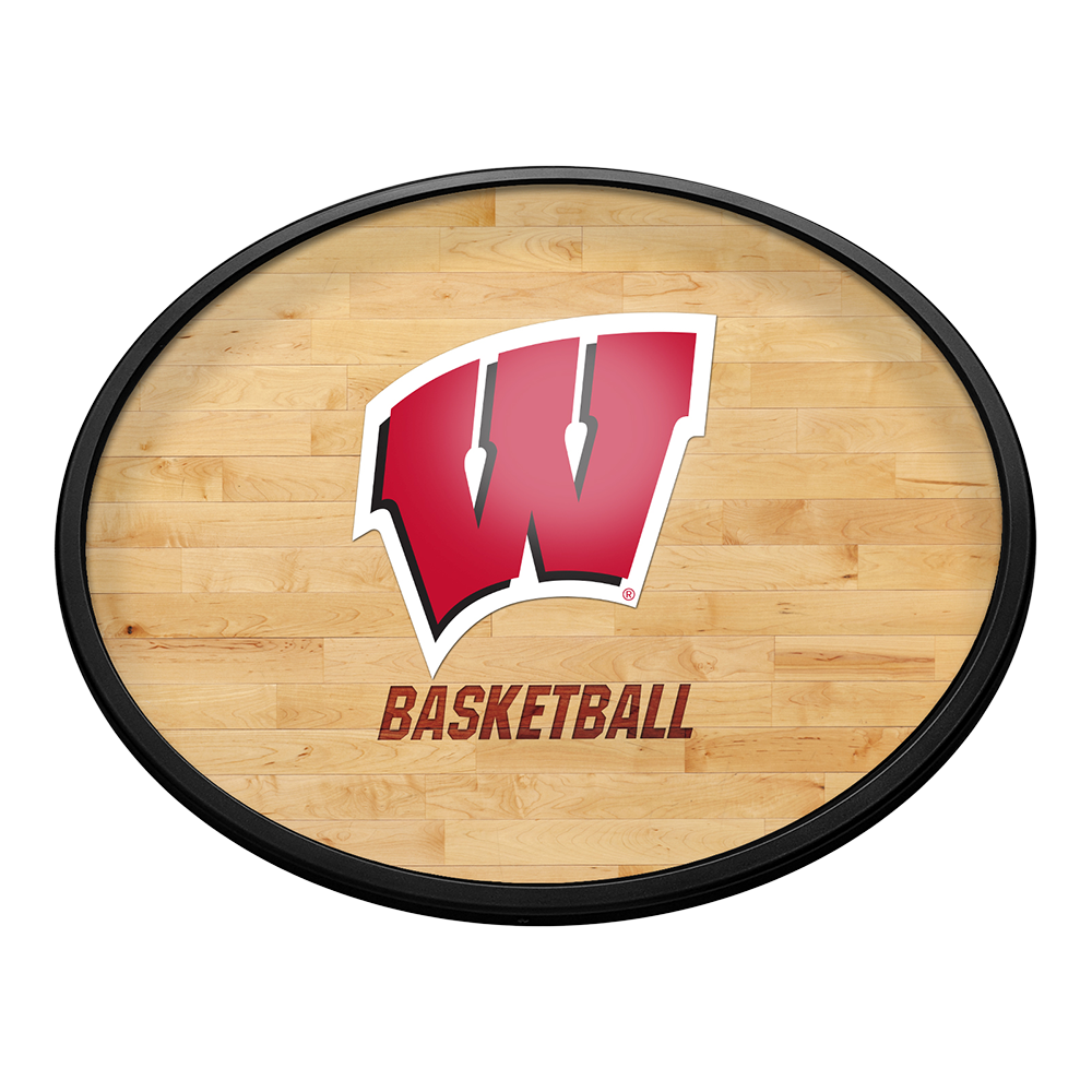 Wisconsin Badgers: Hardwood - Oval Slimline Lighted Wall Sign